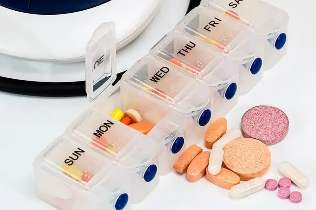 Daily medicine box with tablets